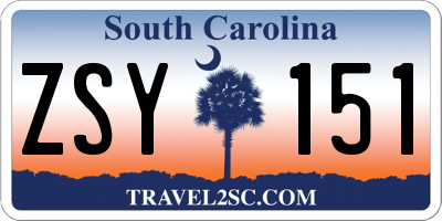 SC license plate ZSY151
