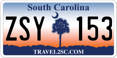 SC license plate ZSY153