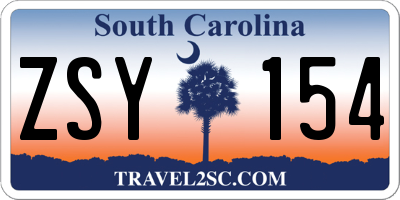 SC license plate ZSY154