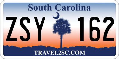 SC license plate ZSY162