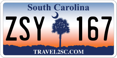 SC license plate ZSY167