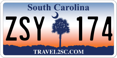 SC license plate ZSY174