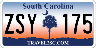 SC license plate ZSY175