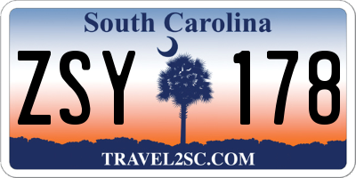 SC license plate ZSY178
