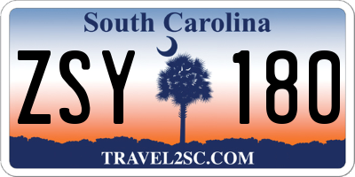 SC license plate ZSY180