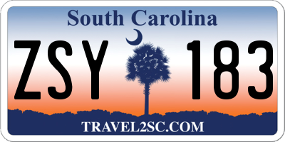 SC license plate ZSY183