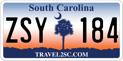 SC license plate ZSY184