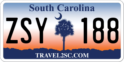 SC license plate ZSY188