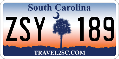 SC license plate ZSY189