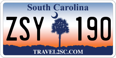 SC license plate ZSY190