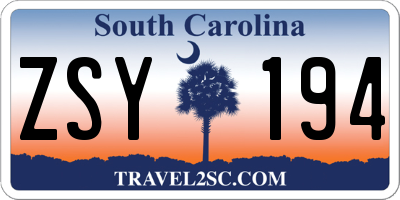 SC license plate ZSY194