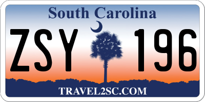 SC license plate ZSY196