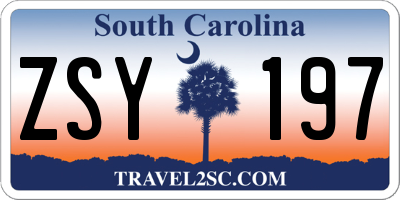 SC license plate ZSY197