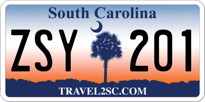 SC license plate ZSY201