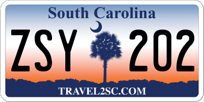 SC license plate ZSY202