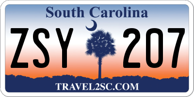 SC license plate ZSY207