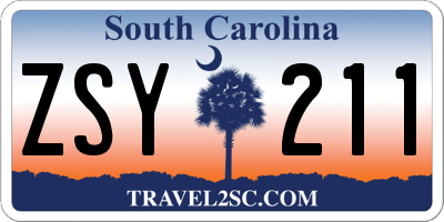 SC license plate ZSY211