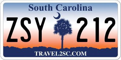 SC license plate ZSY212