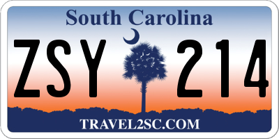 SC license plate ZSY214