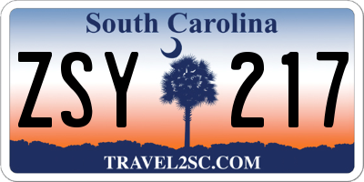 SC license plate ZSY217