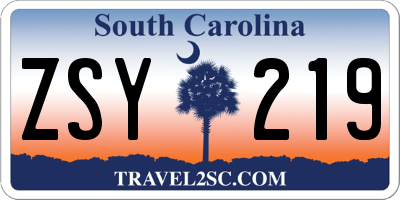 SC license plate ZSY219
