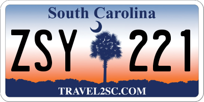 SC license plate ZSY221