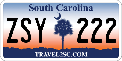 SC license plate ZSY222