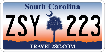SC license plate ZSY223