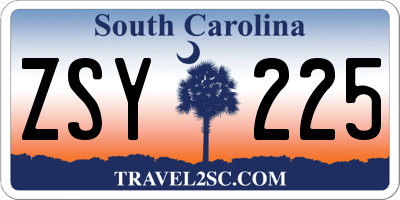 SC license plate ZSY225