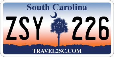 SC license plate ZSY226
