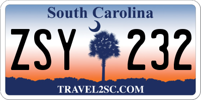 SC license plate ZSY232