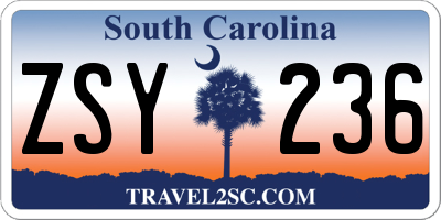 SC license plate ZSY236