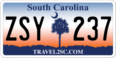 SC license plate ZSY237