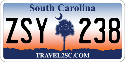 SC license plate ZSY238
