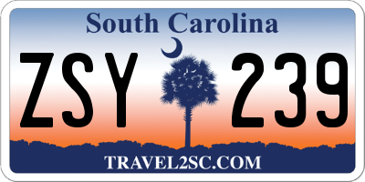 SC license plate ZSY239