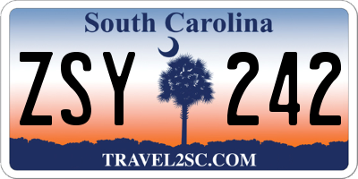SC license plate ZSY242