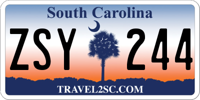 SC license plate ZSY244