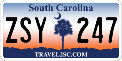 SC license plate ZSY247