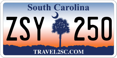 SC license plate ZSY250