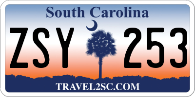 SC license plate ZSY253