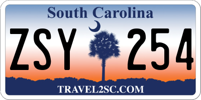 SC license plate ZSY254
