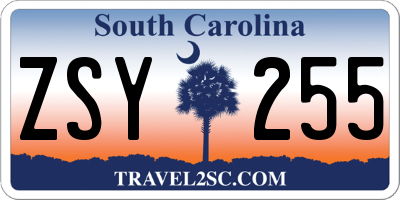 SC license plate ZSY255