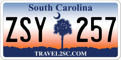 SC license plate ZSY257