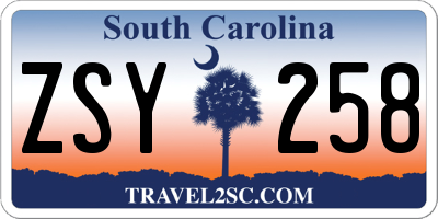 SC license plate ZSY258