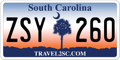 SC license plate ZSY260