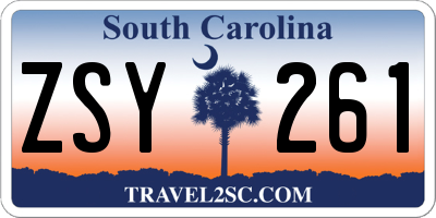 SC license plate ZSY261