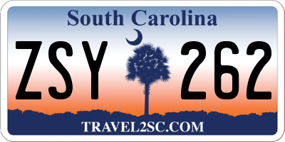 SC license plate ZSY262