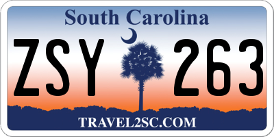 SC license plate ZSY263