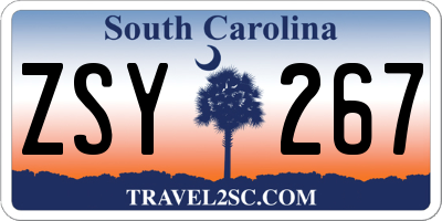 SC license plate ZSY267