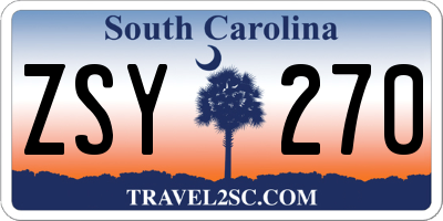 SC license plate ZSY270